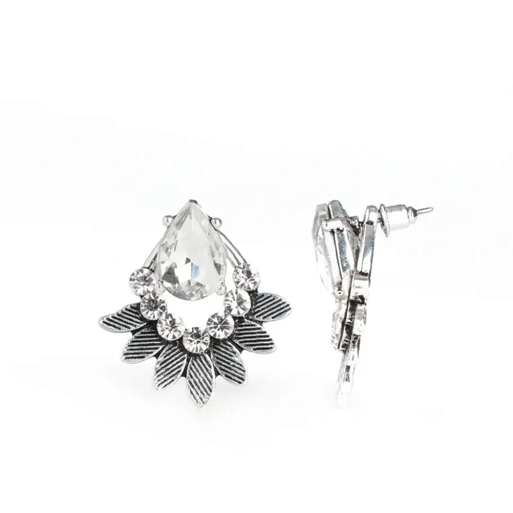 Paparazzi Jewelry Accessories - Crystal Canopy - White Earrings - Vintage